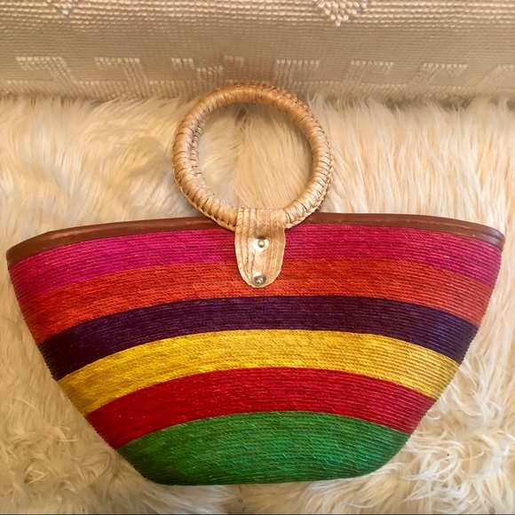 Handbags - Rainbow Straw Purse